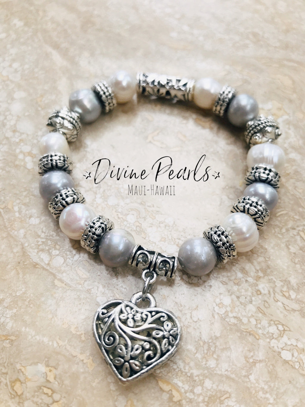 White & gray love bracelet