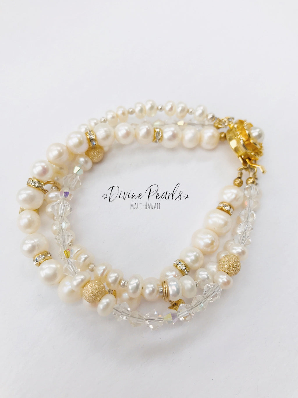 White gold flower bracelet
