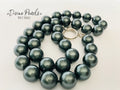 Beautiful and elegant Black pearls handnute necklace, spring ring sterling silver clasp