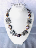 Purple Biwa & Coin Pearls, Slovakia Crystal