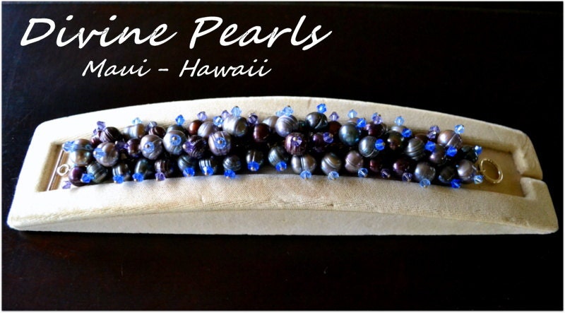 Different Shade Purple & Blue "Cha Cha Bracelet" sterling silver