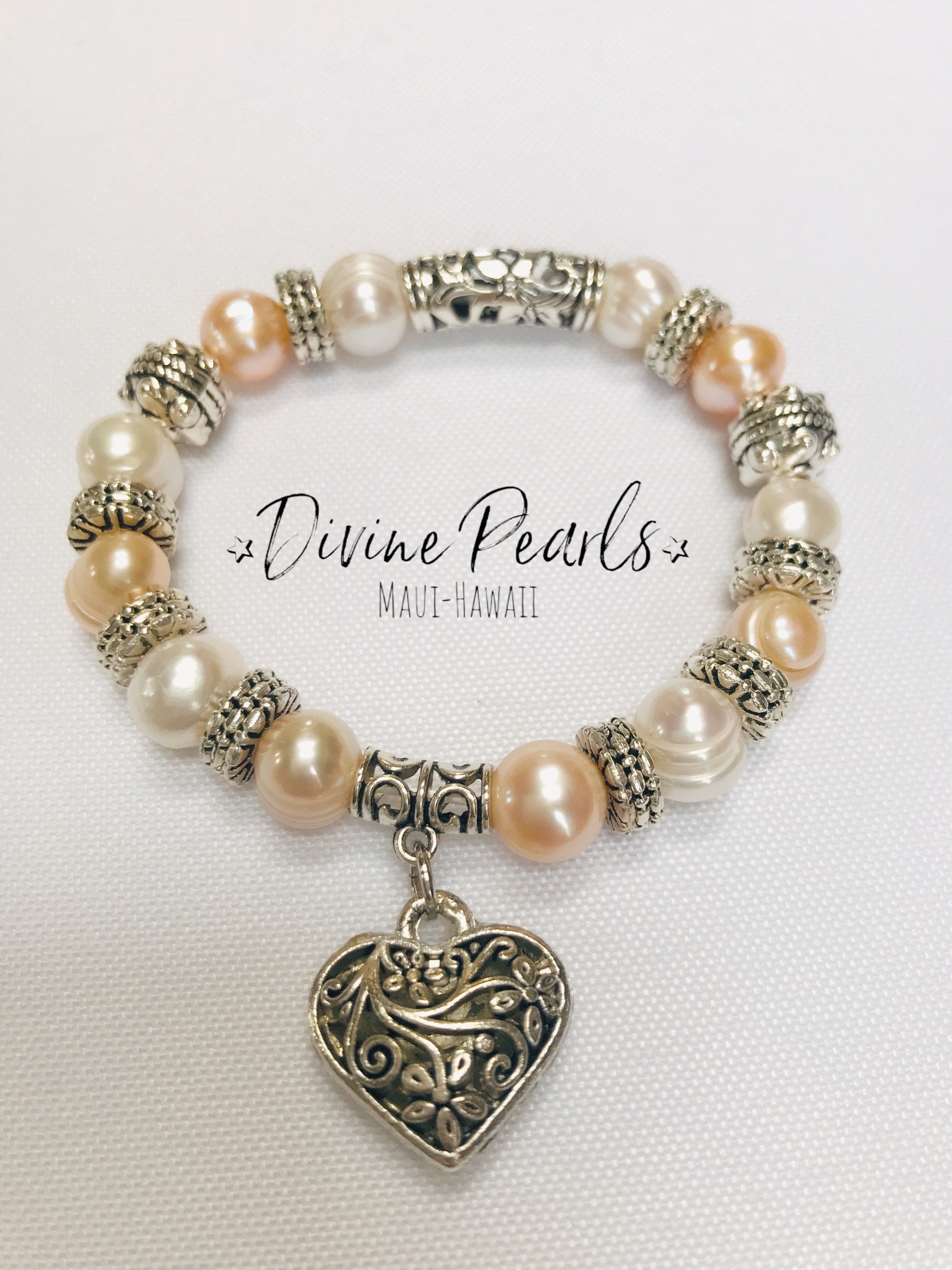 White & peach love bracelet