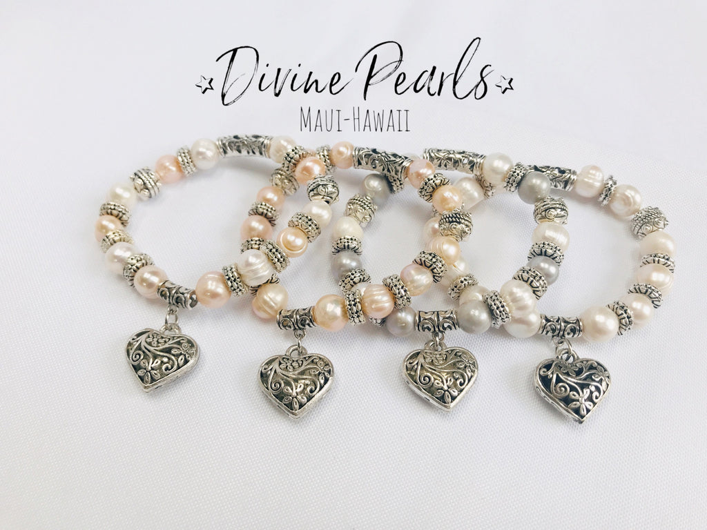White & peach love bracelet