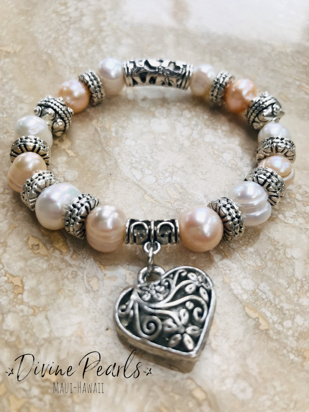 White & peach love bracelet