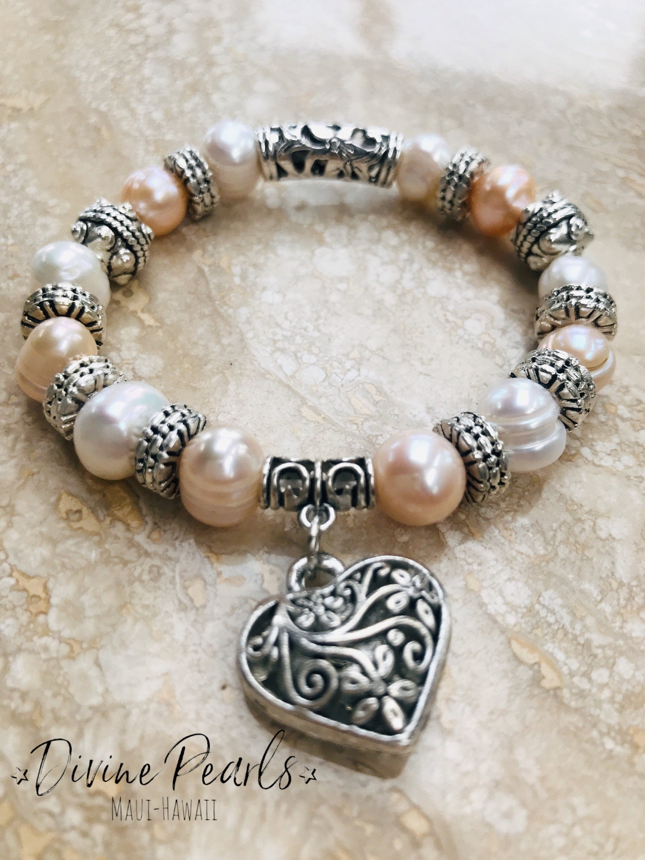 White & peach love bracelet