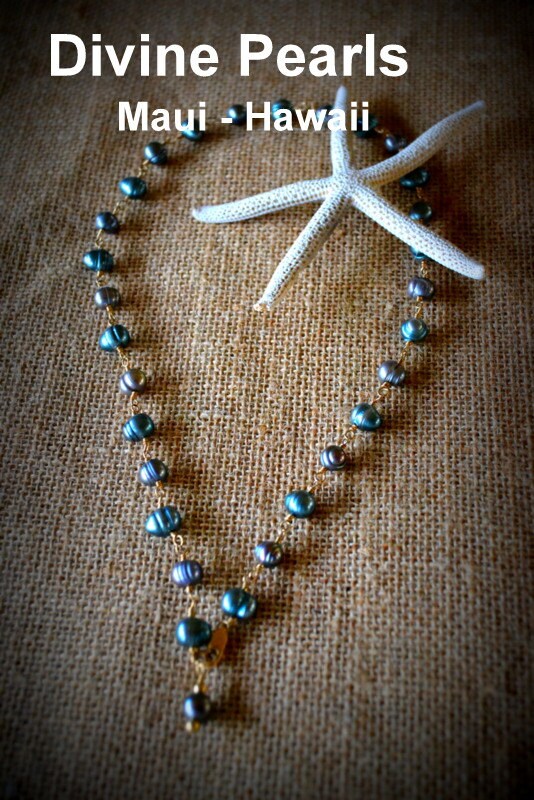 Beautiful blue Freshwater Parls Necklace hand made 14kgf
