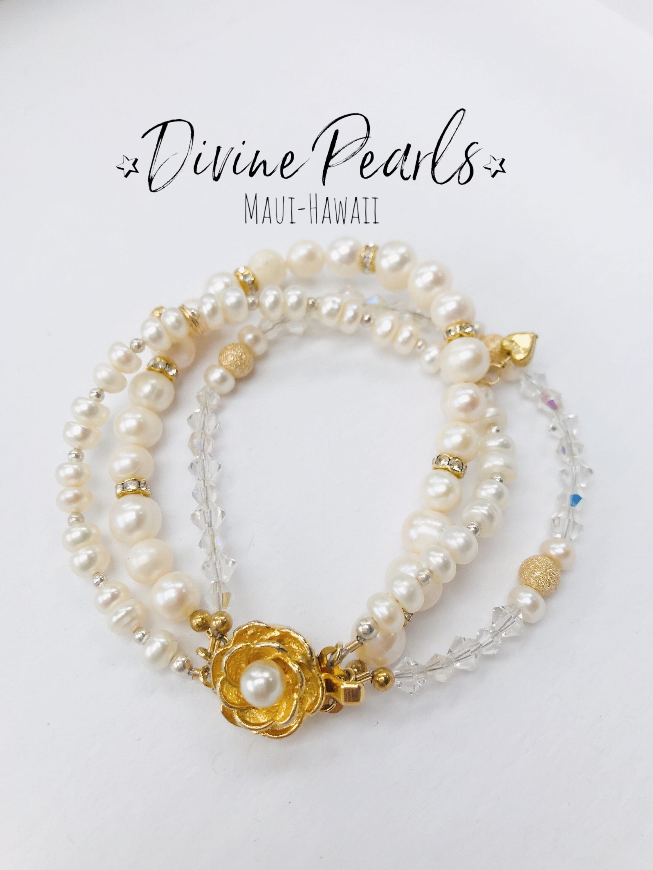White gold flower bracelet