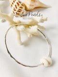 Sterling Silver Puka Shell Bangle Bracelet