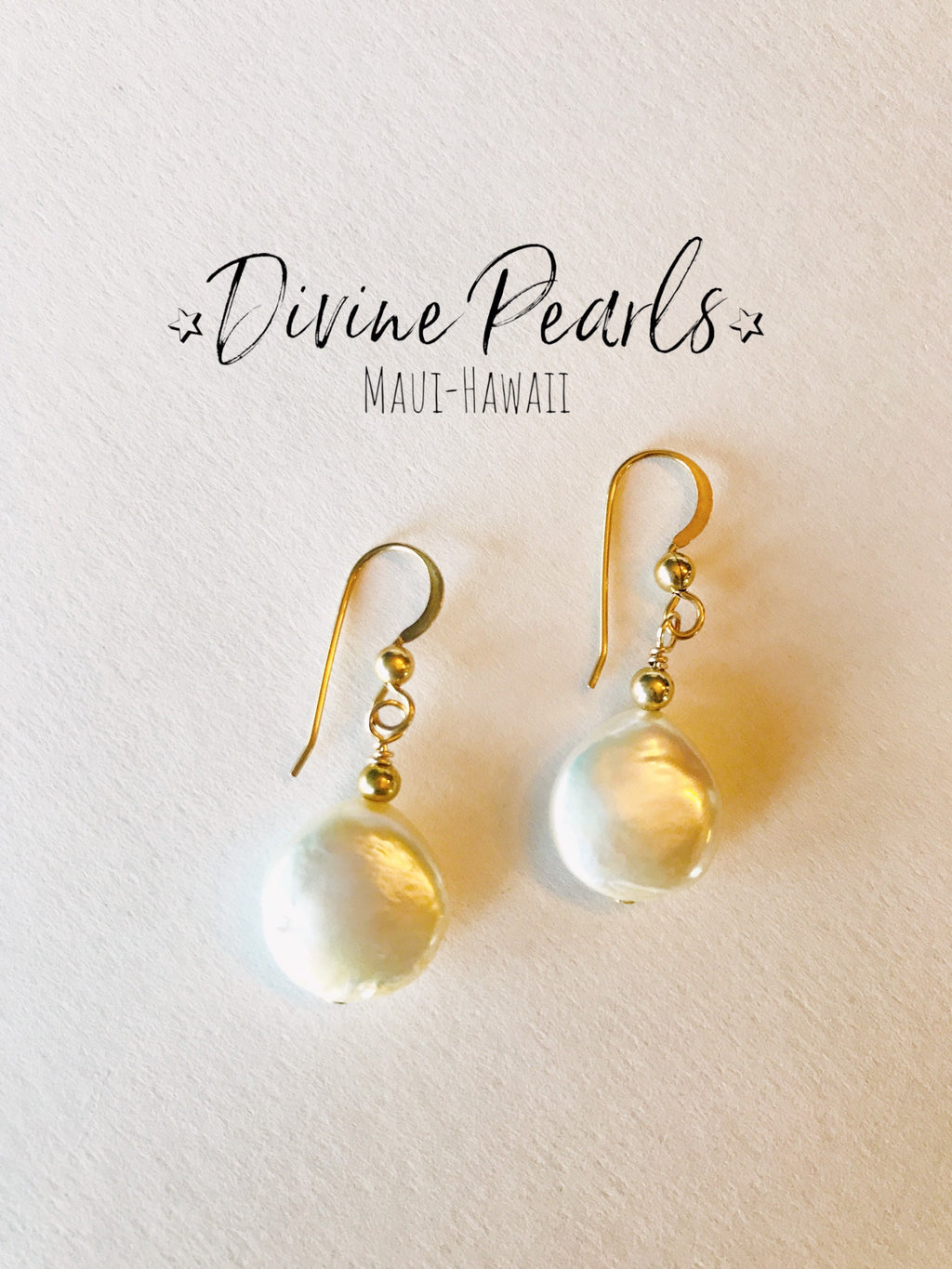 White Coin pearls earrings