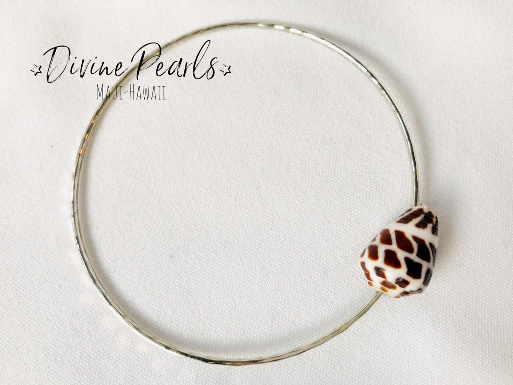 Sterling Silver Hawaiian Bangle Cone Puka Shell