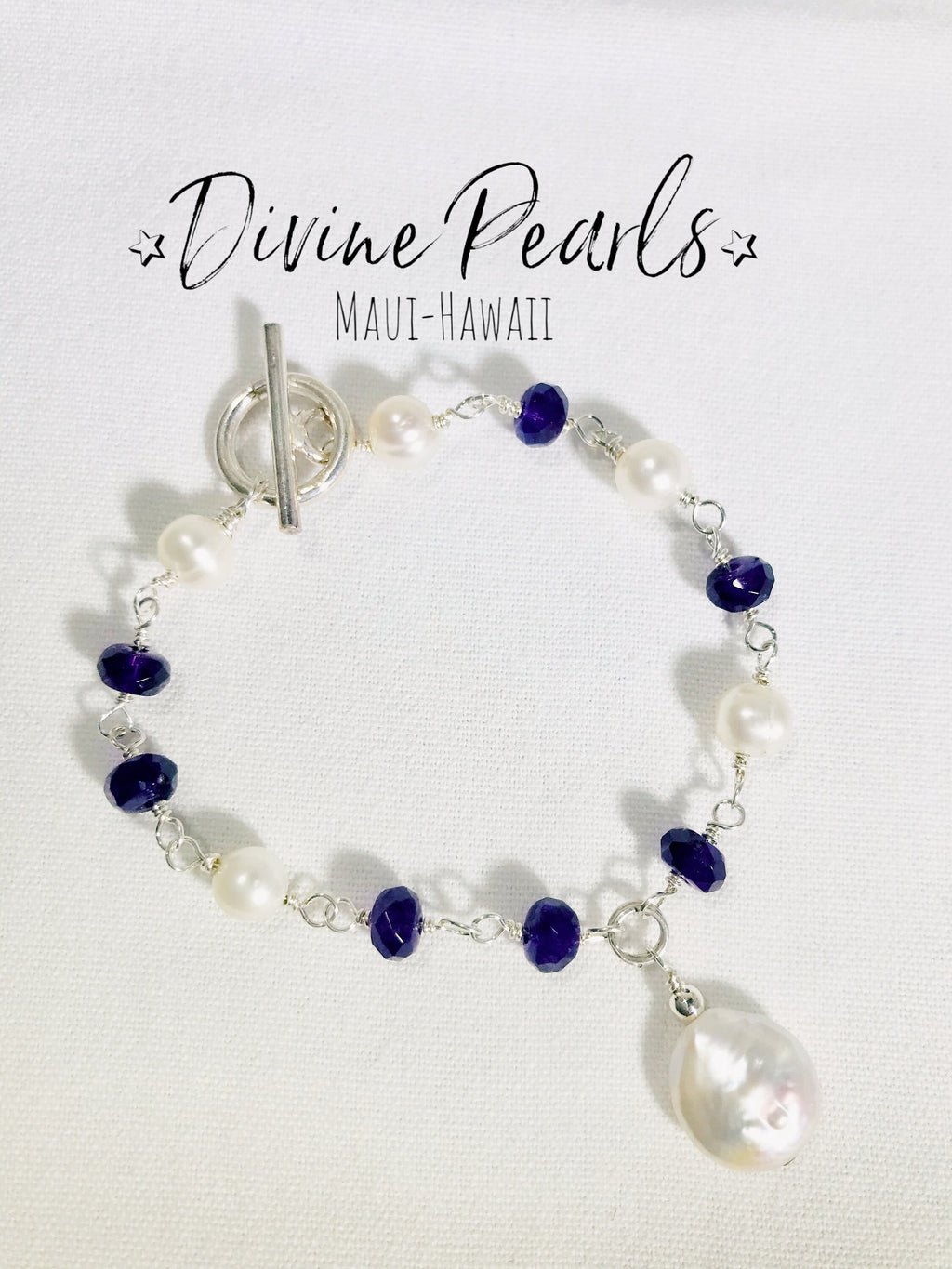 white freshwater pearls & Amethyst