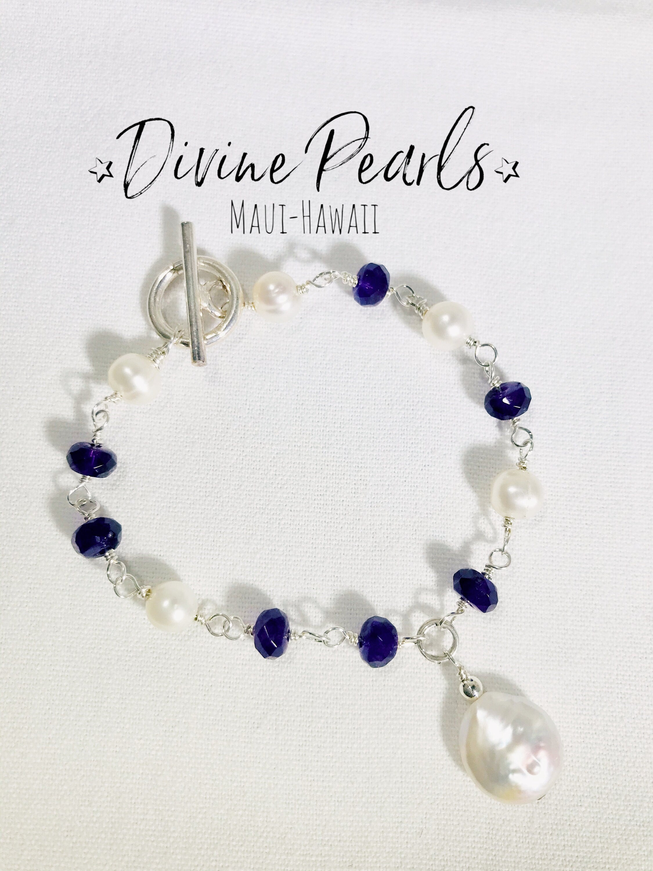 white freshwater pearls & Amethyst