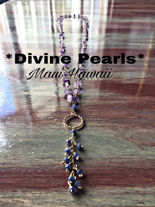 24" long hand faceted gems 14kgf