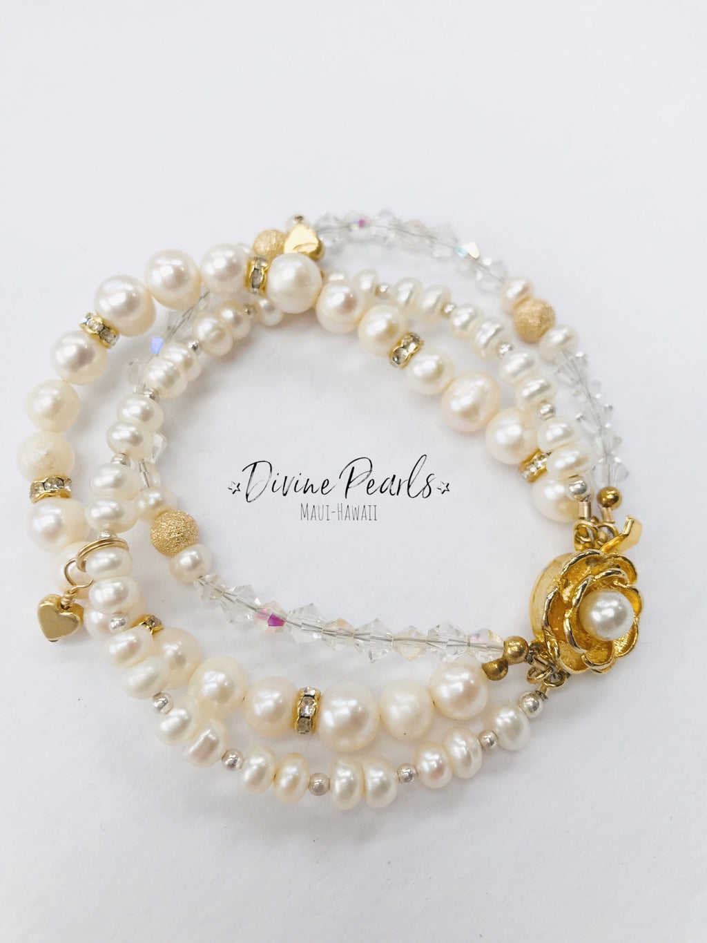 White gold flower bracelet