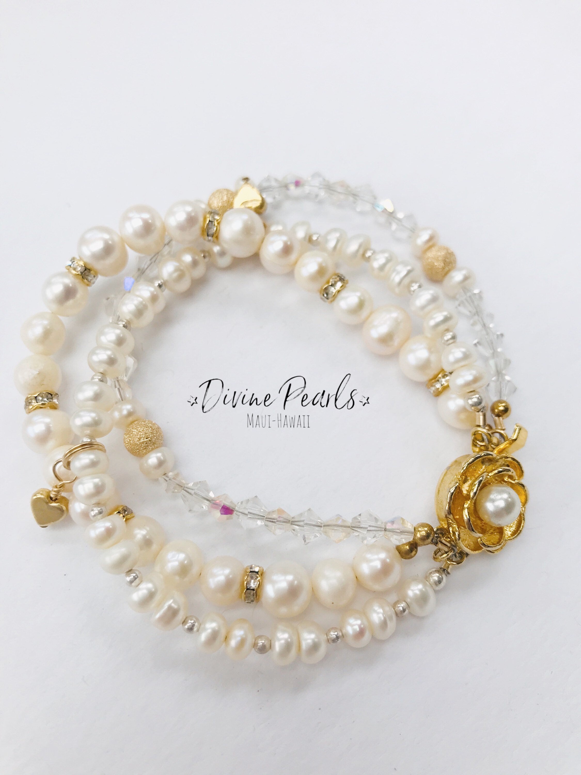 White gold flower bracelet
