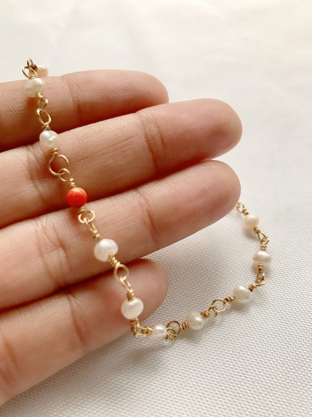 Little baby freshwater pearls & pink coral