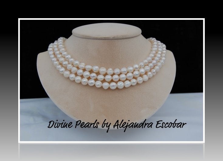 64" White Freshwater Pearls necklace. Perfect wedding