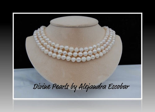 64" White Freshwater Pearls necklace. Perfect wedding