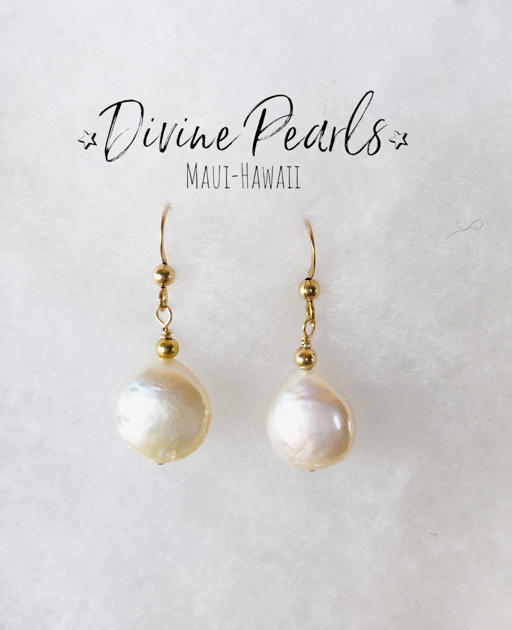 White Coin pearls earrings