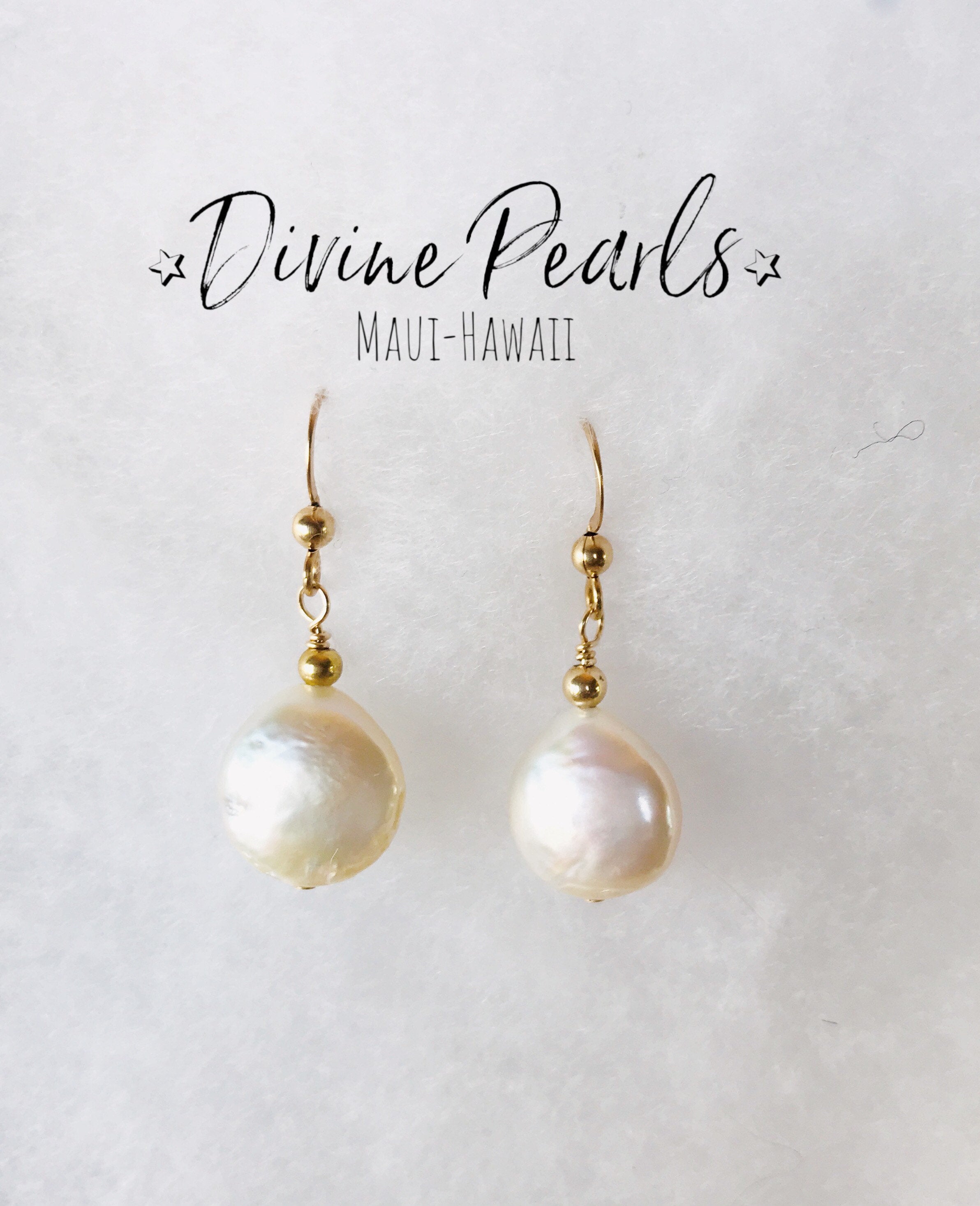 White Coin pearls earrings