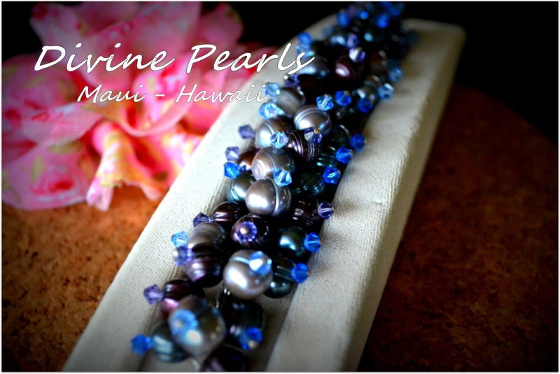 Different Shade Purple & Blue "Cha Cha Bracelet" sterling silver