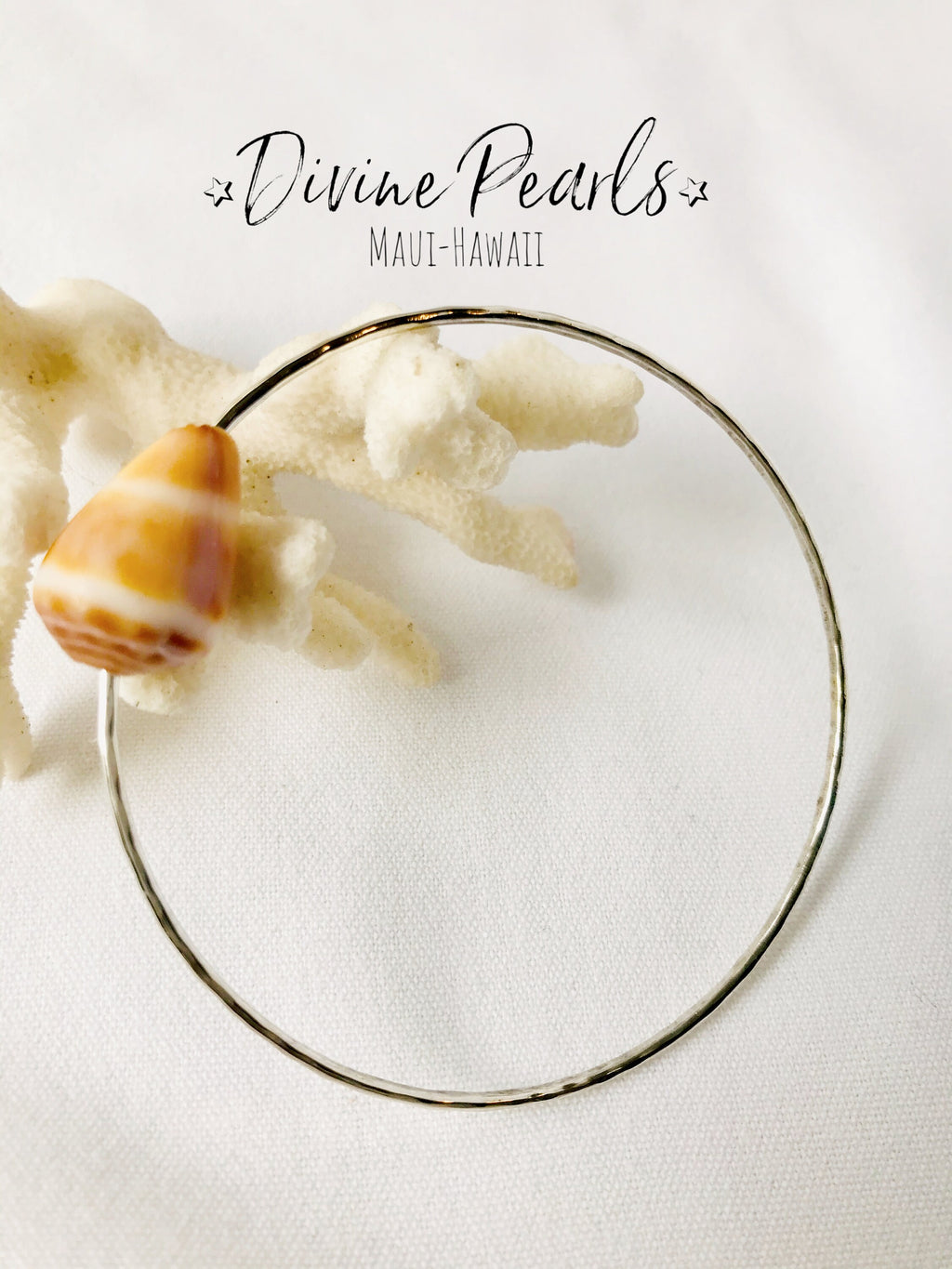 Sterling Silver Bangle Cone Puka shell Bracelet