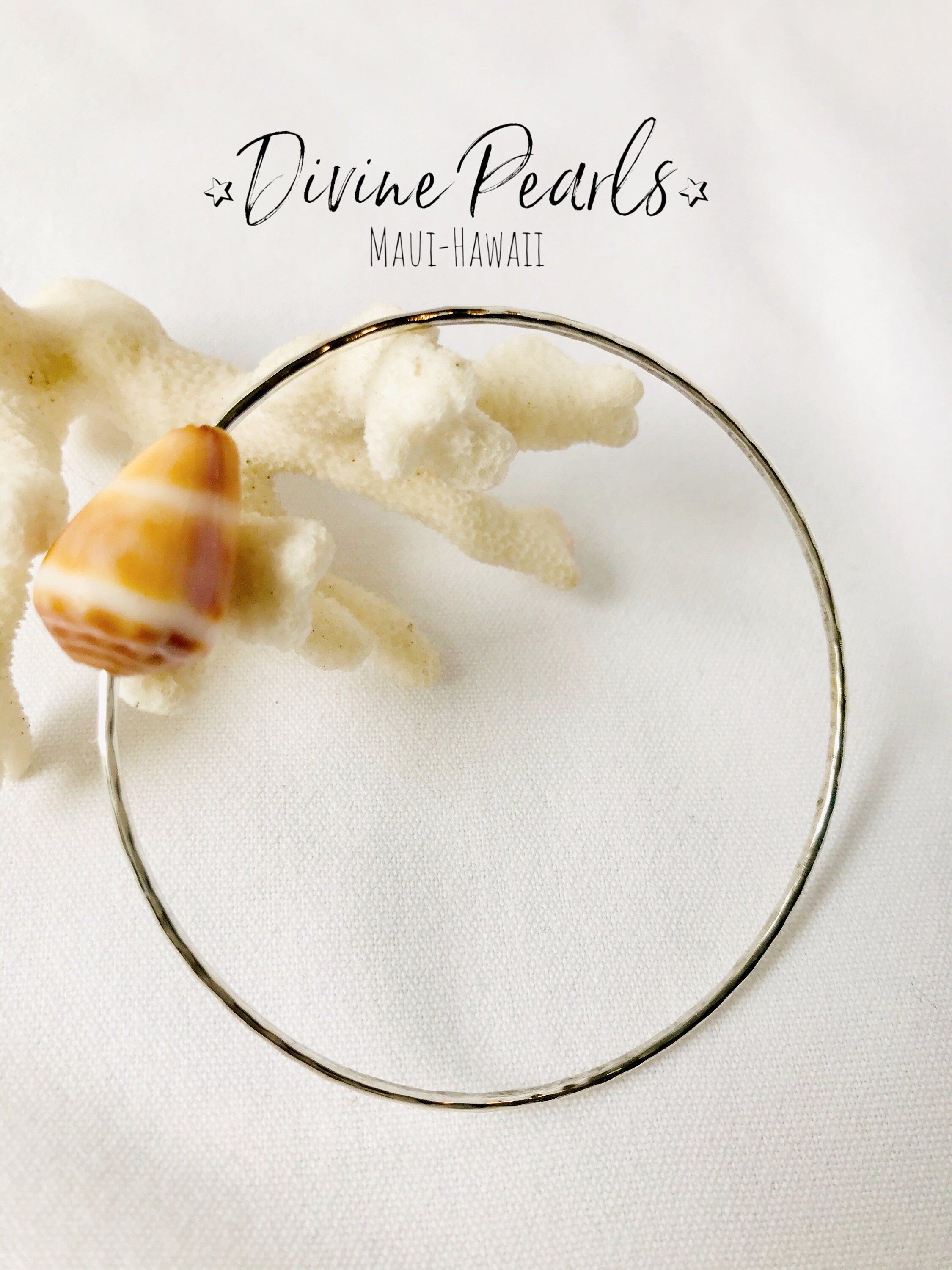 Sterling Silver Bangle Cone Puka shell Bracelet