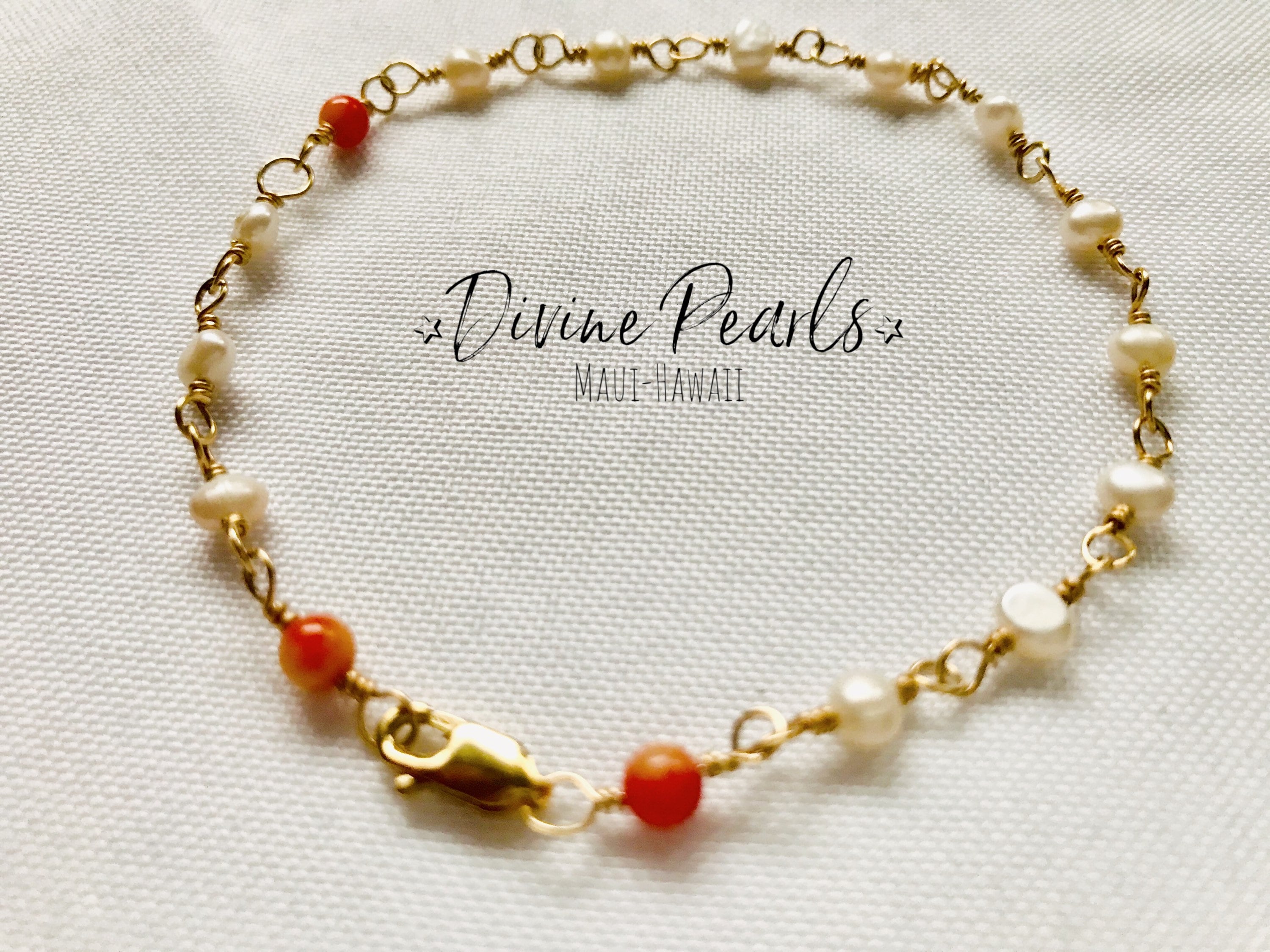 Little baby freshwater pearls & pink coral