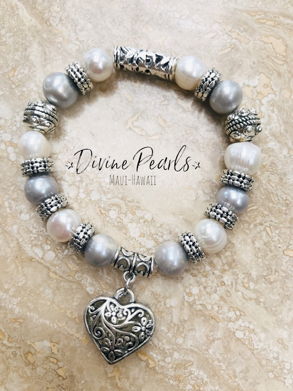 White & gray love bracelet