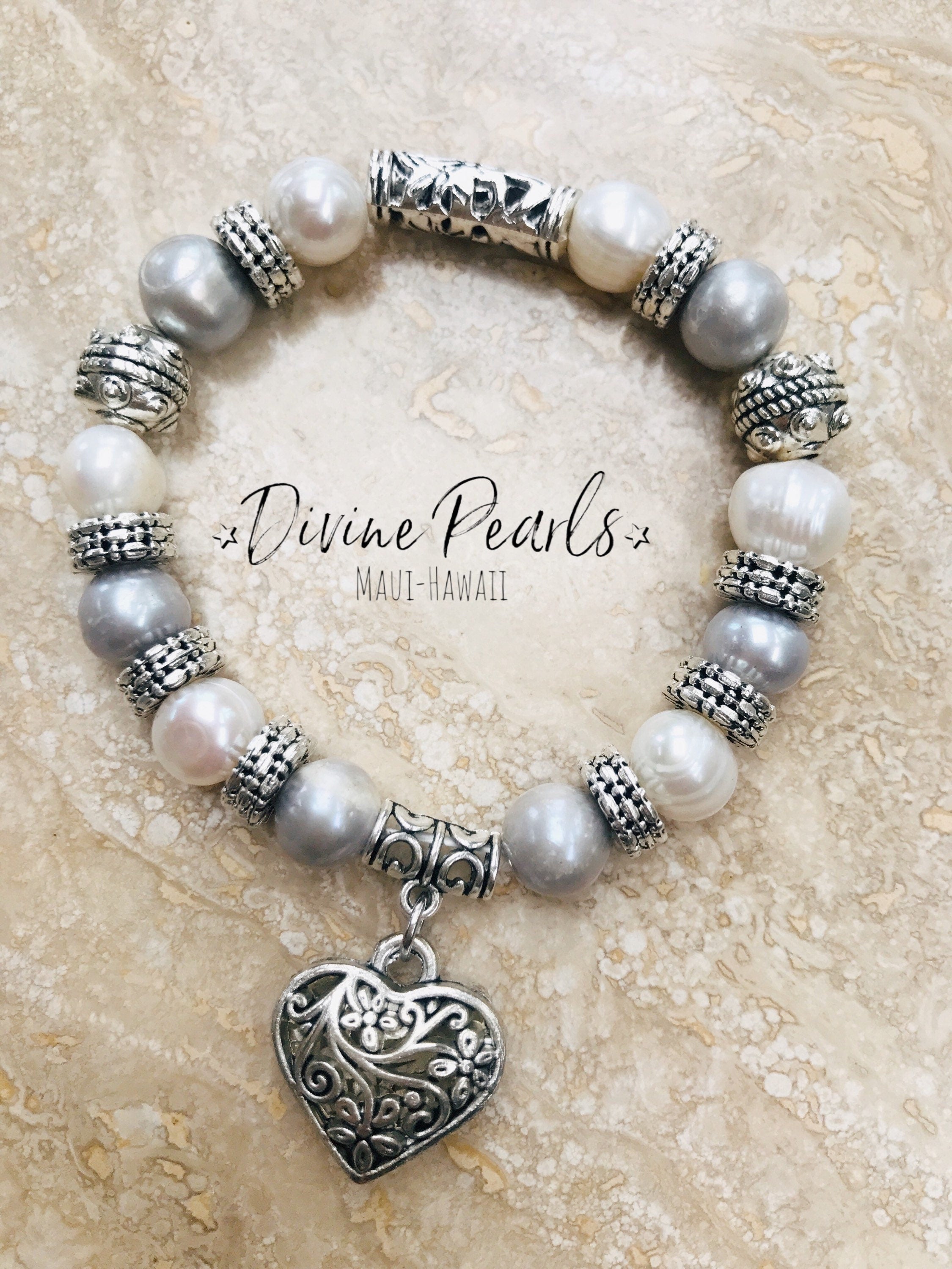 White & gray love bracelet
